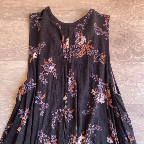 Free People S  Tree Swing Tank Top Tunic Dress Sleeveless Keyhole Raven Black. - Picture 11 of 15